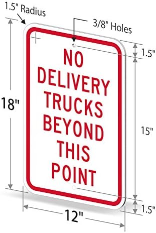 SmartSign אין משאיות משלוחים מעבר לנקודה זו שלט | 12 x 18 3 מ 'מהנדס אלומיניום רפלקטיבי